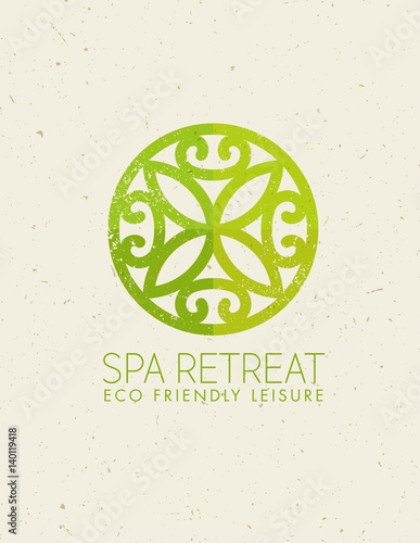 Spa Retreat Organic Eco Background. Nature Friendly Vector Concept On Rough Textured Background