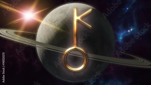 Animated chiron zodiac horoscope symbol and planet. 3D rendering 4K photo