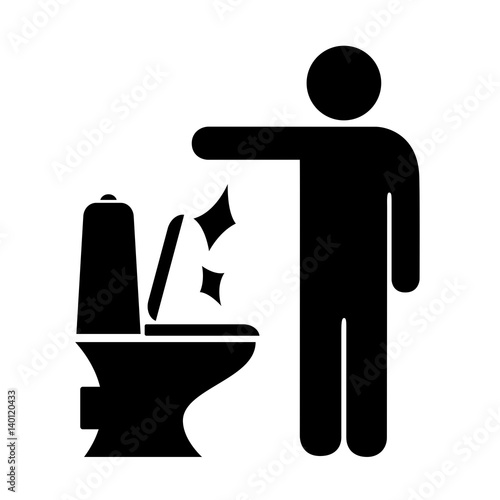Man littering in toilet sign