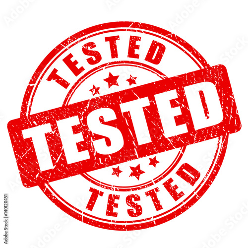 Red tested grunge rubber stamp