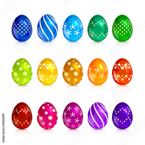 Set of brightly colored Easter eggs