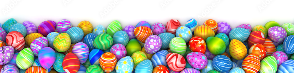 Pile of birght and colorful Easter Eggs - 3d render