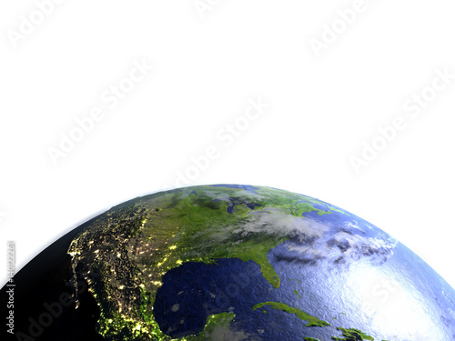 North America on realistic model of Earth