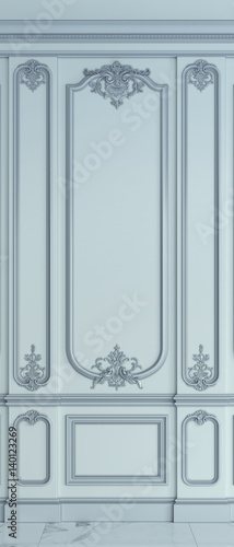 Wall panels in classical style. 3d rendering