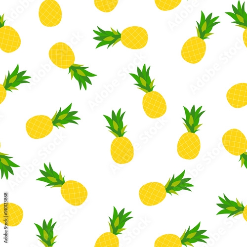 Pineapple Natural Seamless Pattern Background Vector Illustrati