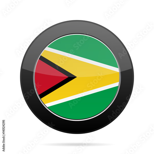 Flag of Guyana. Shiny black round button. Free Download Flag of Guyana. Shiny black round button. - GFXLoad