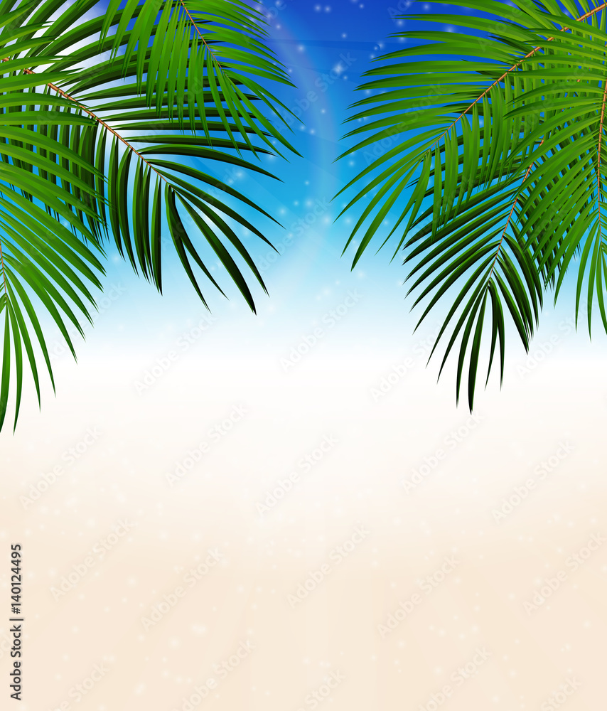 Fototapeta premium Palm Leaf Vector Background Illustration
