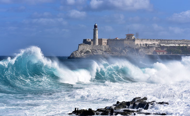 Keuken achterwand Havana Golven bij Malecon en Morro kasteel  © akturer