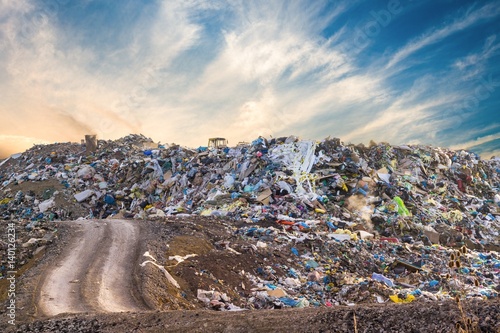 Tableau sur toile Garbage pile in trash dump or landfill. Pollution concept.