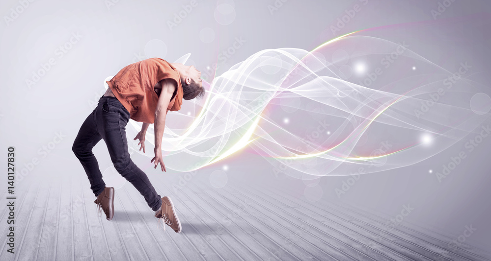 Fototapeta premium Urban breakdancer dancing with white lines