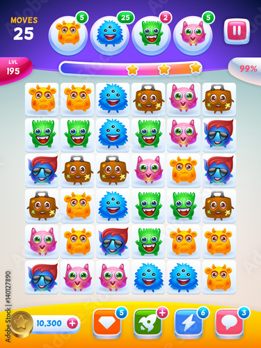 Game UI. Playing field screen.