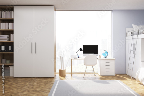 Fotografie Front view of teenager room with computer