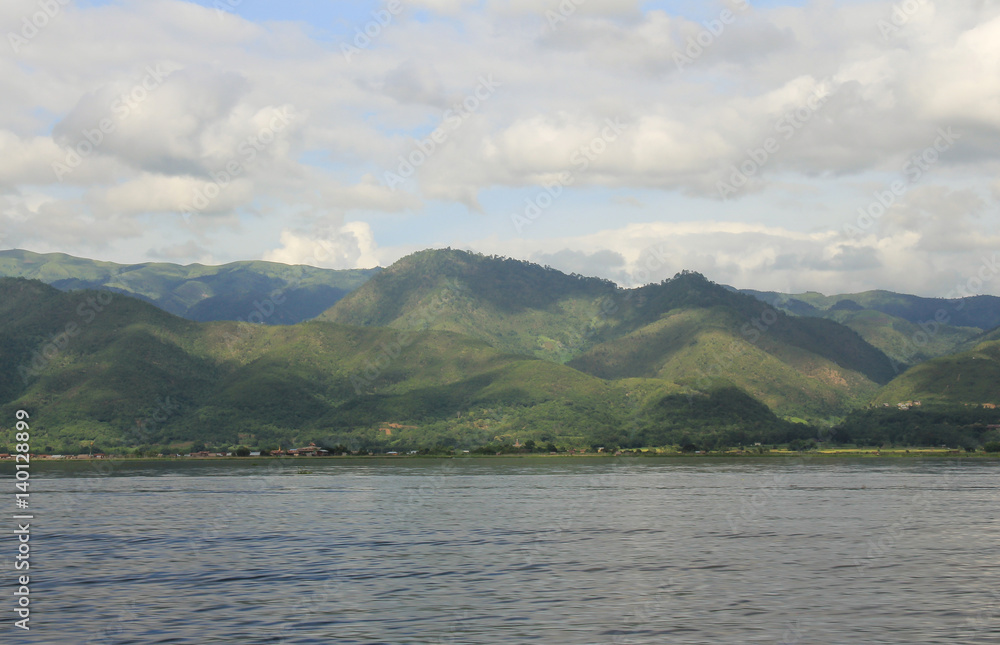 Many Hill at Inle from Myanmar, View from the local boat. Many Hill at Inle from Myanmar, View from the local boat.