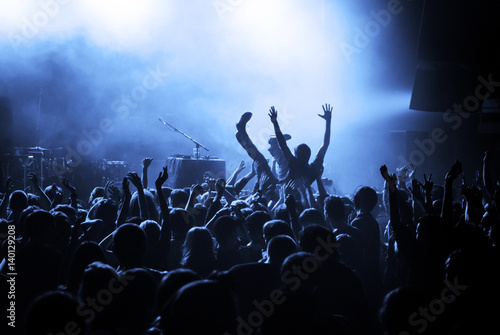 Crowd surfing during a musical performance photo