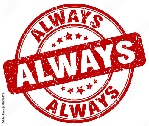 always red grunge round vintage rubber stamp