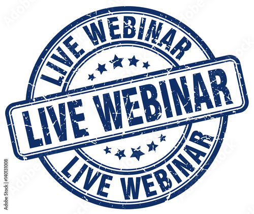 live webinar blue grunge stamp