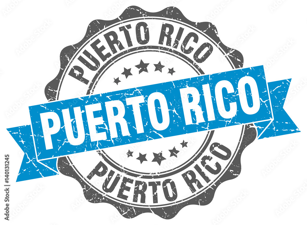 Fototapeta premium Puerto Rico round ribbon seal
