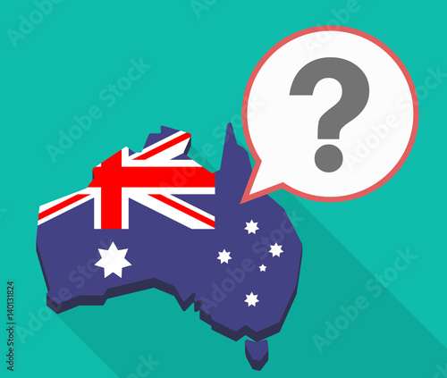 Long shadow map of Australia with a question sign