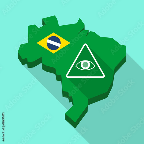 Long shadow map of Brazil with an all seeing eye