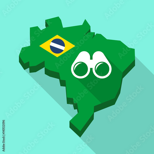 Long shadow map of Brazil with a binoculars