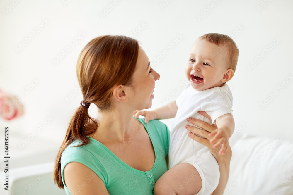 happy young mother with little baby at home happy young mother with little baby at home