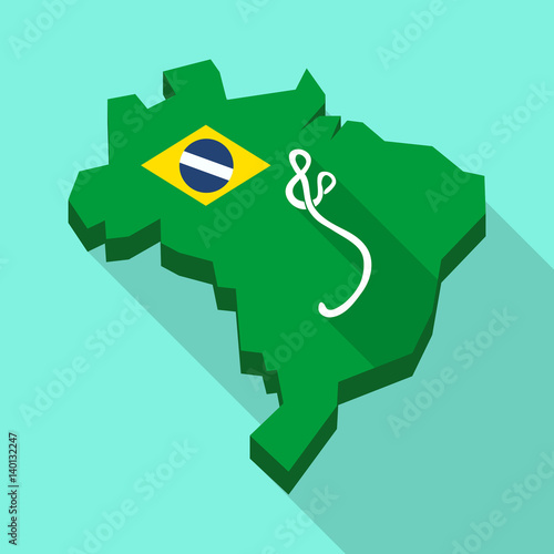 Long shadow map of Brazil with  an ebola sign