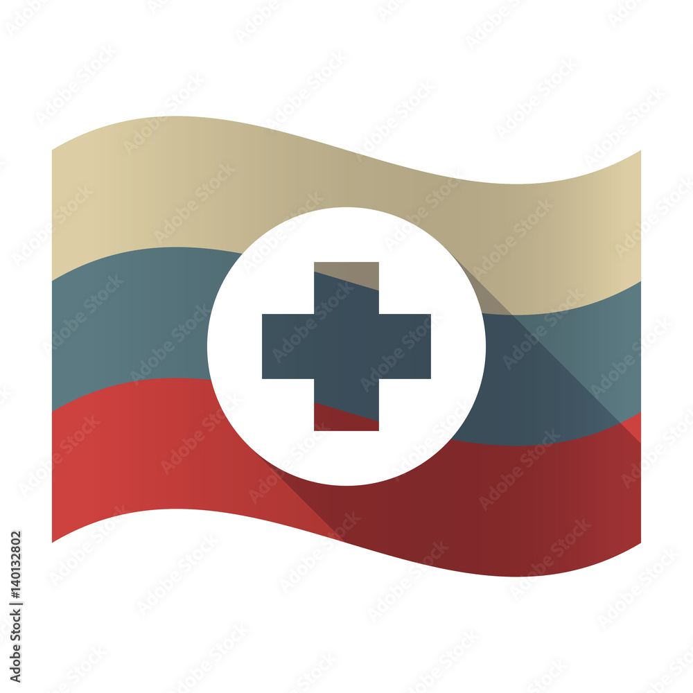 Long shadow Russia flag with a round pharmacy sign