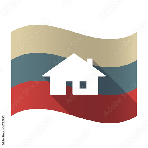 Long shadow Russia flag with a house
