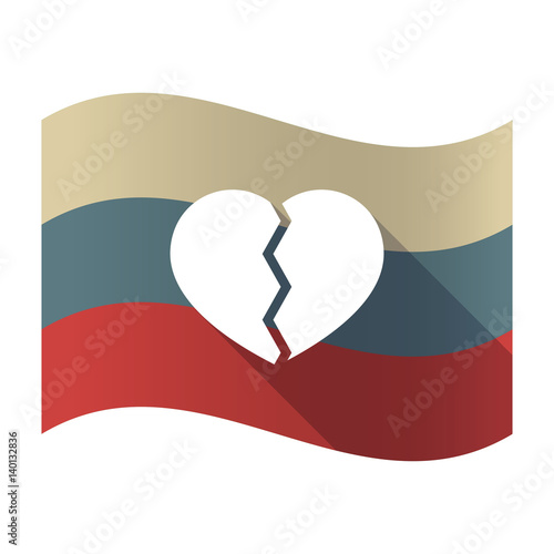 Long shadow Russia flag with a broken heart