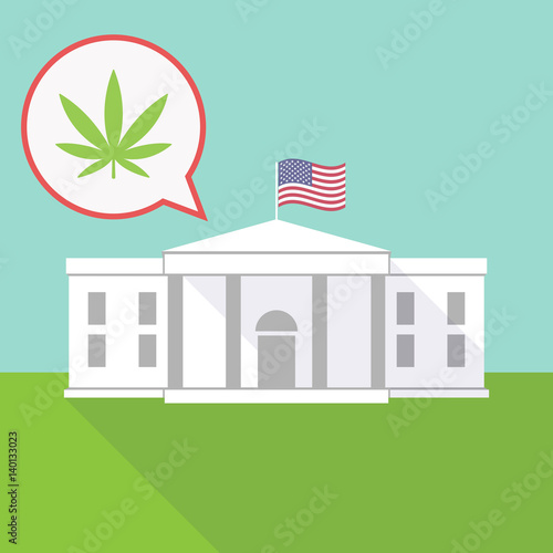 the White House with a balloon and a marijuana leaf