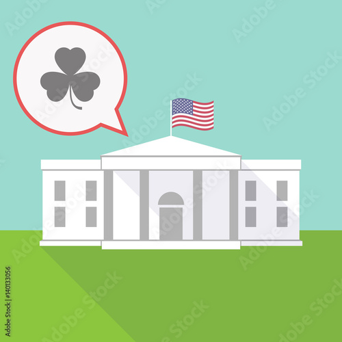 the White House with a balloon and a clover