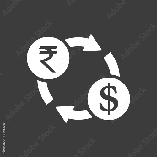  illustration of  a rupee dollar exchange sign