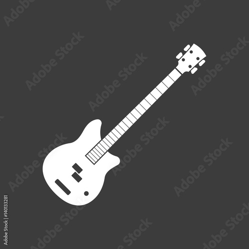 Isolated vector illustration of  a four string electric bass guitar