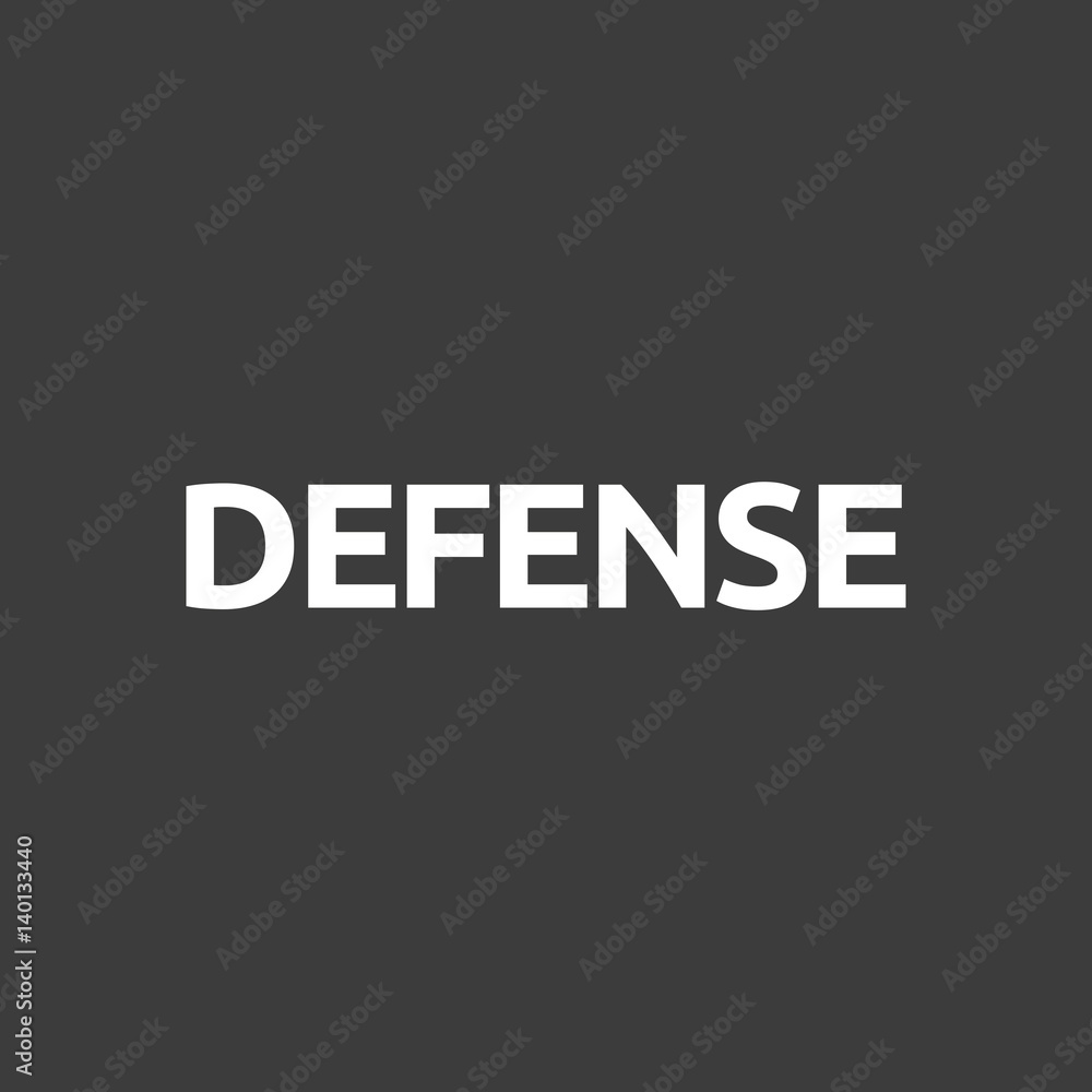 Isolated vector illustration of  the word DEFENSE