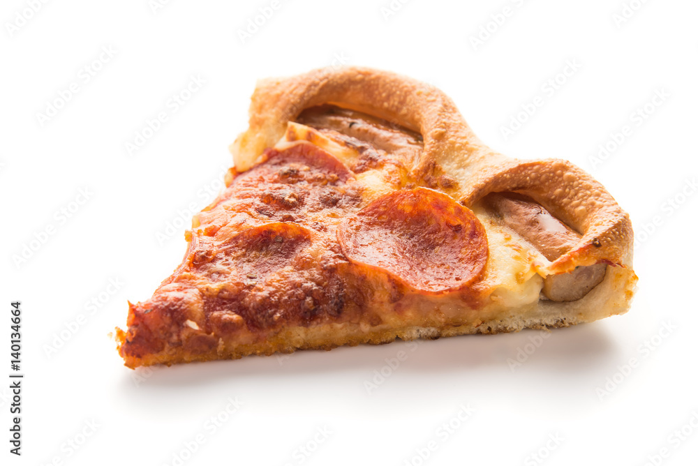 Fresh baked pepperoni pizza on white background. Fresh baked pepperoni pizza on white background.