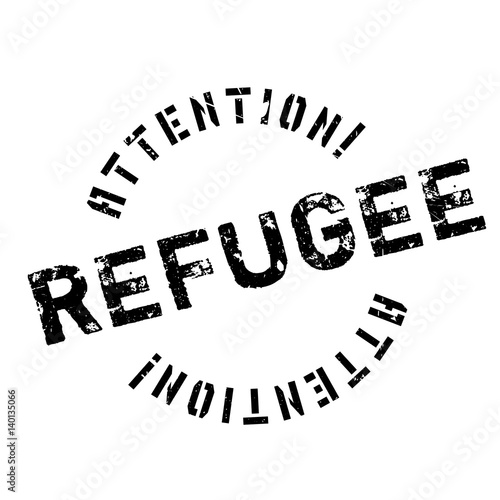 Refugee rubber stamp. Grunge design with dust scratches. Effects can be easily removed for a clean, crisp look. Color is easily changed.