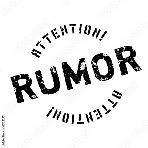 Rumor rubber stamp. Grunge design with dust scratches. Effects can be easily removed for a clean, crisp look. Color is easily changed.