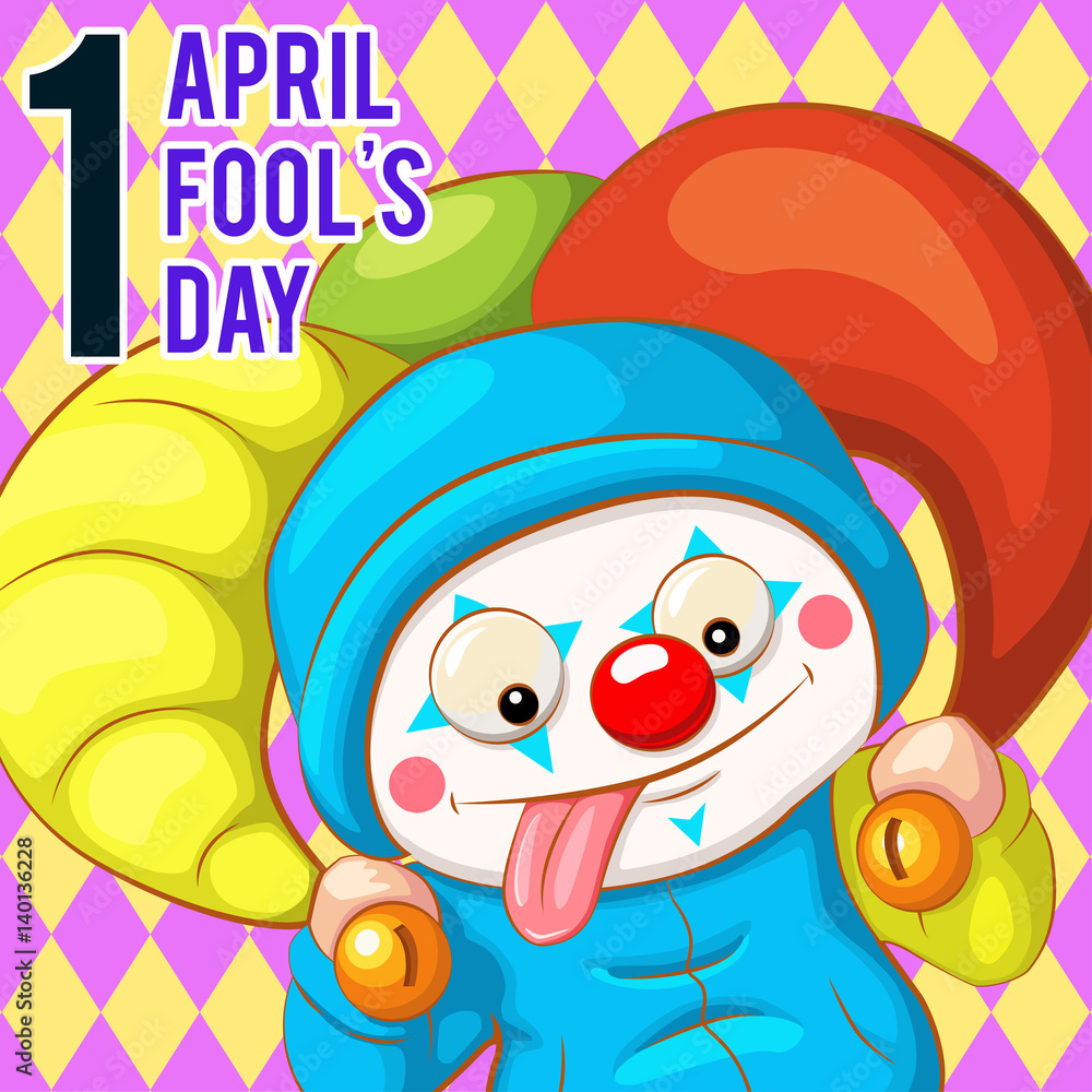 Naklejka premium April Fools Day funny joke. Illustration for greeting card, ad, promotion, poster, flier, blog, article, marketing, signage, email