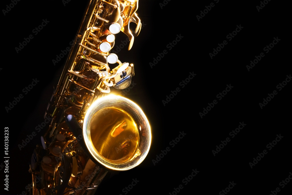 alto saxophone in the dark - obrazy, fototapety, plakaty 