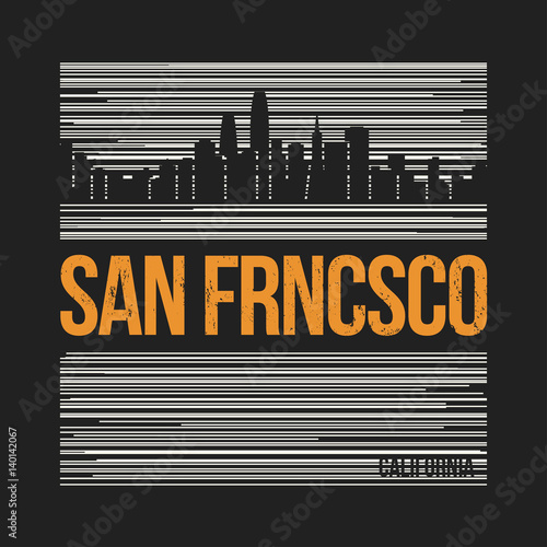 San Francisco graphic, t-shirt design, tee print, typography, emblem.