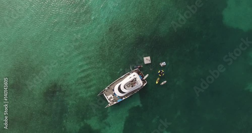 Top View of Yacht in a Paradise Island