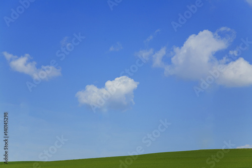 Grass with blue sky and clouds
