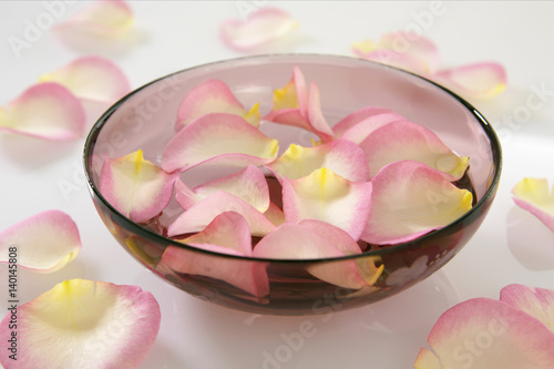 Rose petals in a dish