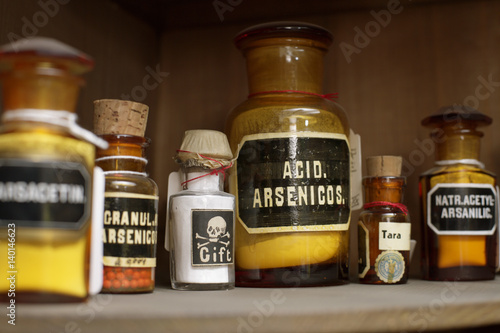 Photography View inside a poison cabinet