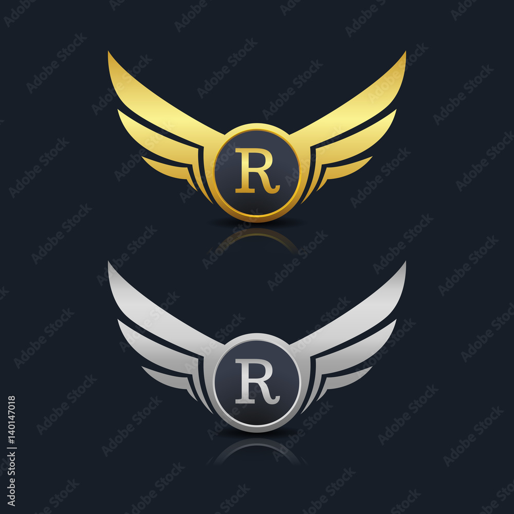 Wings Shield Letter R Logo Template Wings Shield Letter R Logo Template