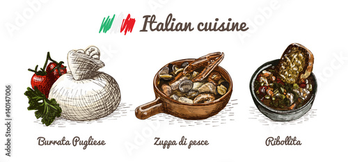 Italian menu colorful illustration.