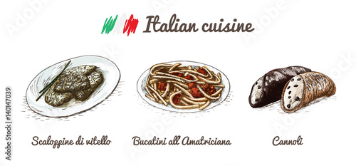 Italian menu colorful illustration.