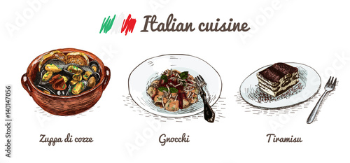 Italian menu colorful illustration.