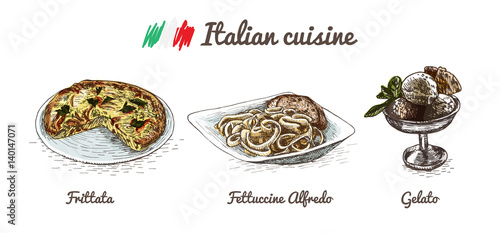 Italian menu colorful illustration.