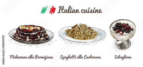 Italian menu colorful illustration.